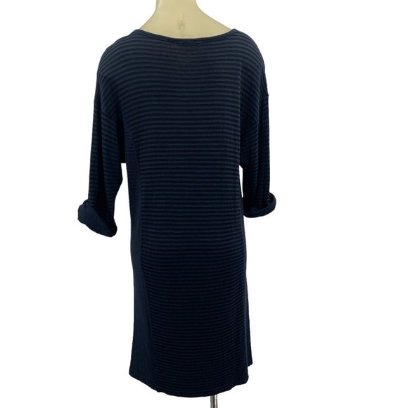 MICHAEL STARS Knit Dress Blue Black Stripe Size Small Rayon 3/4 Sleeve - Picture 3 of 5